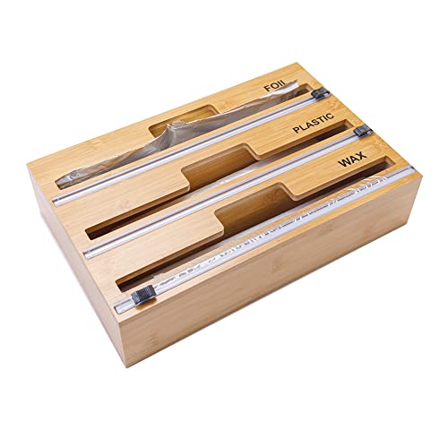 Amazon.co.jp: LUXFINA 竹製 再利用可能 3イン1 ラップディスペンサー